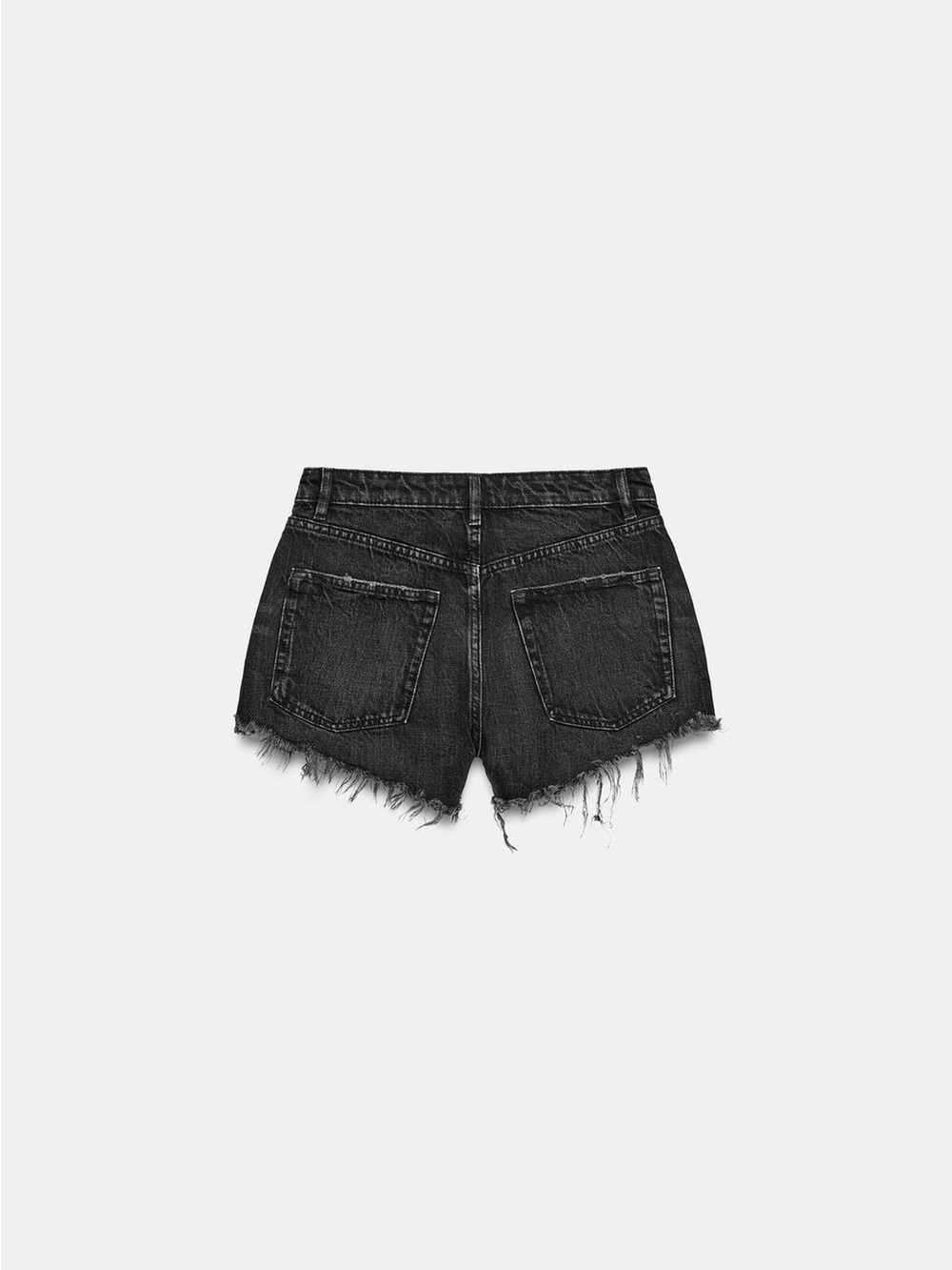 Zara Join Life Hi-Rise Distressed Denim Shorts Black - Raw Cutoff Hem Size 4 NWT - Picture 2 of 6